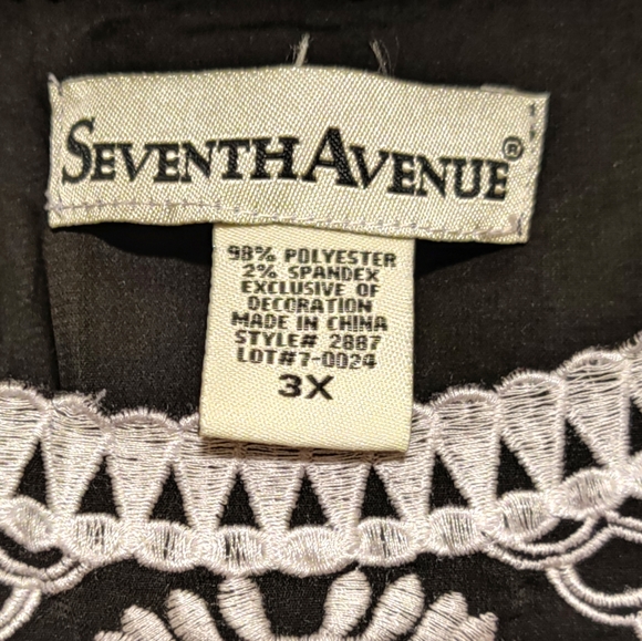 Seventh Avenue Drawstring Black Blouse Shirt 3X - Picture 3 of 11